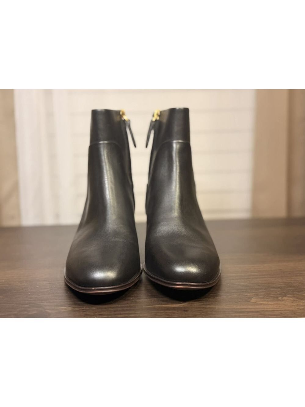 Franco Sarto Jessica Classic Retro Leather Block Heel Boots Booties 8.5 M BLACK - Picture 10 of 16